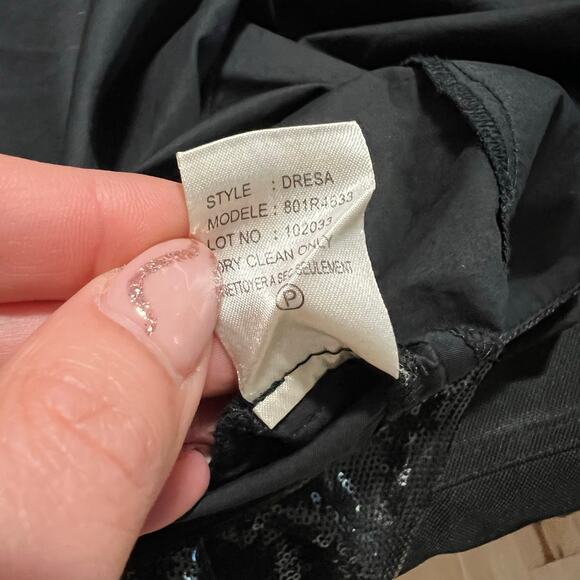 THEORY Womens Size 0 Black DRESA Cotton Shift Mini Dress with Sequin Band - Picture 7 of 8